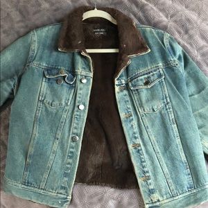 Angelique New York denim jacket, rabbit fur
